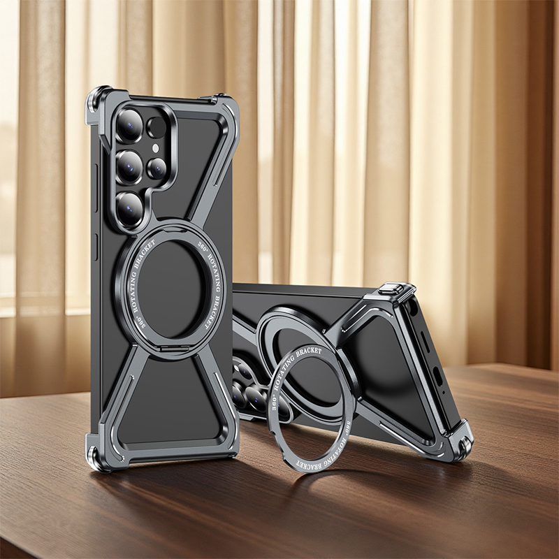 Phone Stand Aluminum - Custodia Protettiva Magnetica Girevole Anti-Caduta per